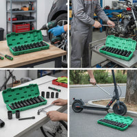 11 Pieces Metric Deep Socket Set High-Force Impact Socket Set 6-Point Tool Organized for Motorcycle Maintenance