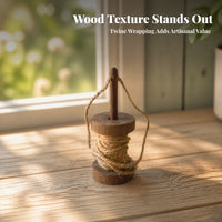 Rustic Wooden Spool Ornament Brown Finish Self-Assembly Wooden Ornament