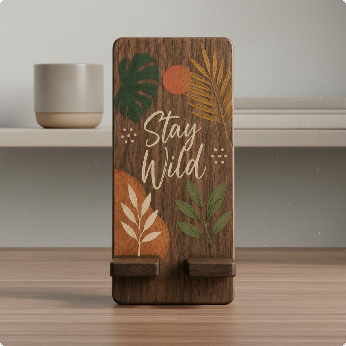 Desktop Phone Stand Tabletop Walnut Phone Stand Decorative