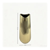Ribbed Vase Reflective Cylindrical Vase Flower Holder Modern Vessel Tall for Home Decorators, Living Room, Mantel