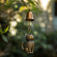 跨境新品Cat Wind Chime古铜黄铜猫咪风铃门窗挂饰户外庭院挂饰品