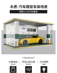 1:18 Wooden Parking Garage Model with Lights for Car Models
