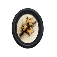 Vintage Oval Frame Wooden Appearance Decor Piece Detailed Carvings
