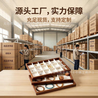 跨境新款批发胡桃木纹耳饰项链托盘文玩分格收纳盘手镯摆件首饰盒