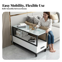 Rolling End Table with Drawer On Wheels Multi-Level Rolling Organizer for Study