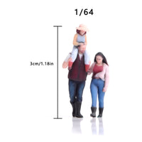 3 Pieces 1/64 Scale Family Figures Highly Detailed Hobby Model for Collectors