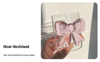 Heat-Resistant Pink Glass Cup Design Knot Glass Tumbler Crystal Clear for Women, Gift Givers, Everyday Use, Afternoon Tea, Cafes