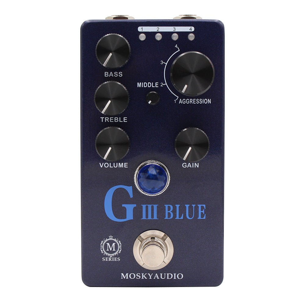 MOSKYAUDIO G III Blue Aluminum Guitar Effects Pedal Overdrive Distortion