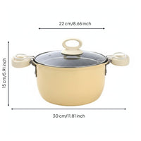 Multi-Purpose Tempura Fryer Pot Lid Included Frying Pot with Basket Oil-Saving Non Stick Fryer Pan Double Handles for Home, Cooktop Top