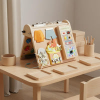 LED Busy Board Natural Wood Fourunified Sensory Board Safe Rounded Edges