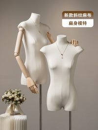 服装店扁身平胸半全身人偶假人体模型台模特道具女装橱窗展示衣架