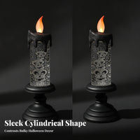 Spooky Halloween Candle | Dripping beeswax Look, Flame Shaped Tip, LED Candle with Glitter, for Mantel