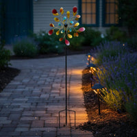 Crystal Leaf Wind Rotator Gradient Color Leaf Wind Sculpture Colorful Metal Pinwheel for Yard, Patio