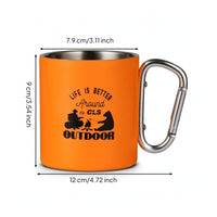 Attach-on Camping Cup with Carabiner Handle Compact Camp Cup with Carabiner Handle Rugged Camping Mug Packable for Campers, Hiking, Travel