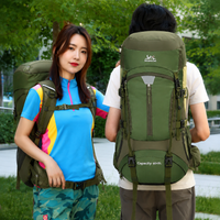 Large Rucksack 56-75L, Water-Resistant Hiking Backpack with Rain Cover, Nylon Rucksack for Hillwalking Scotland & Day Trips UK