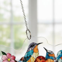 Perching Bird & Arbor Hanging Ornament Easy to Suspended Bird Window Light Ornament Indoor Outdoor Use Colorful Acrylic Hanging Decor for Garden