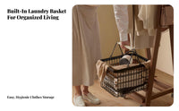 Rolling Valet with Hamper complimentarystanding Design Garment Rack Multi-Functional Detachable Basket for Adults, closet area