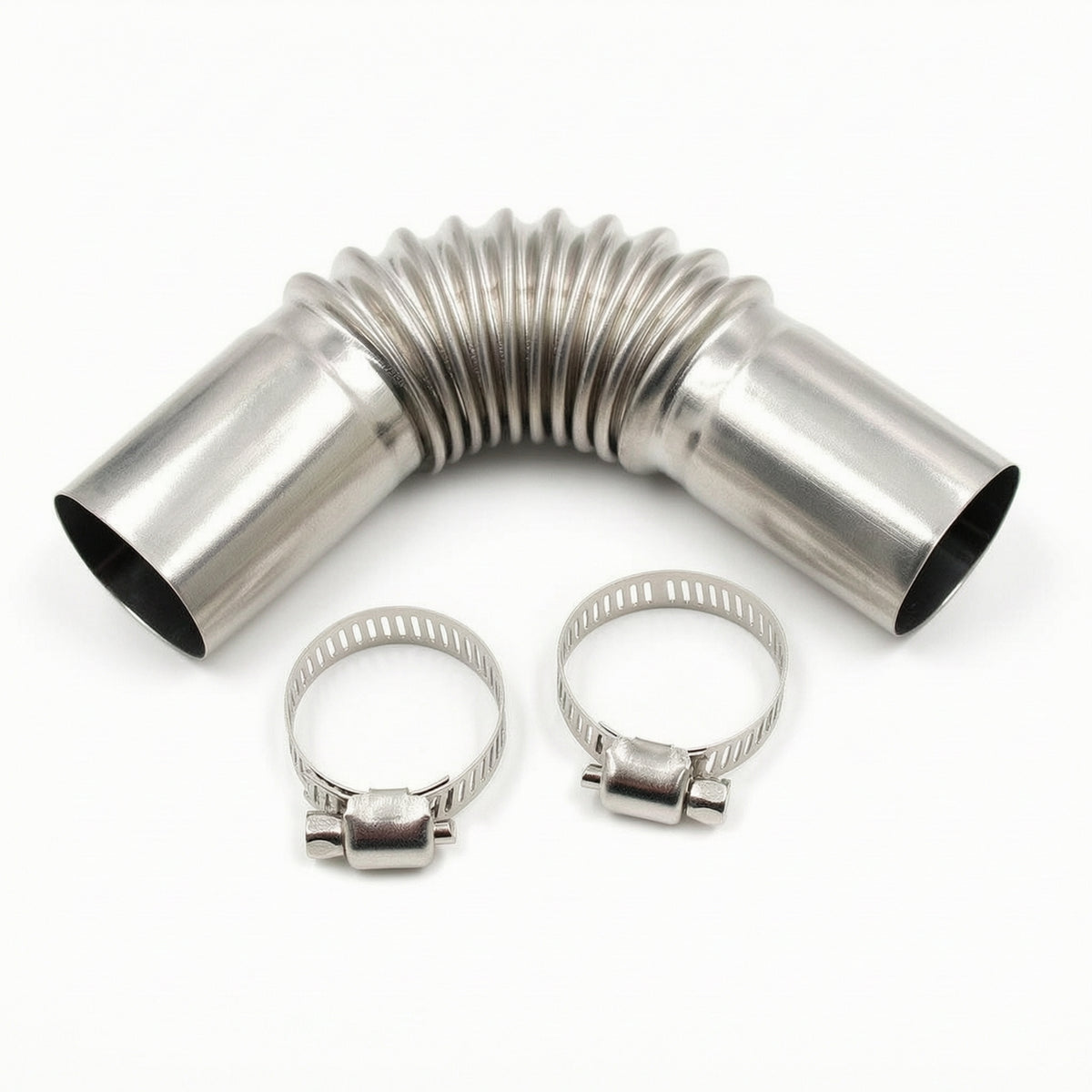 Metal Exhaust Tube Connector with Clamps Ribbed Exhaust Connector with Clamps 27mm Stable for Parking Heater