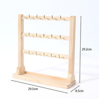 Solid Wood Jewelry Display Stand with Hooks for Earrings, Bracelets, and Beads