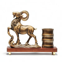 Pen Holder Matte Professional Scratch-resistant Pencil Holder Heavy-duty Rust-resistant Fade-resistant Desk Organizer Featuring Ribbed Banded Form and Horned Animal Sculpture Suitable for Bookshelf Study Reception Area