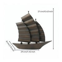 Metal Sailboat Ornament Layered Sails Display Piece Metallike for Tabletop