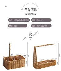 仿藤编门口钥匙收纳架客厅茶几桌面杂物遥控器收纳梳妆台首饰收纳 方形浅盘4钩款