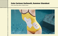 Swimsuit, Women's Cute Vivid Color Surfing Swimwear, Athletic single Piece, UPF 50+ Protection, Breathable, Full Coverage