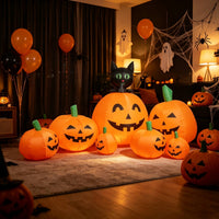 Inflatable Pumpkin with Black Cat Outdoor Inflatable Pumpkin Inflate for Lawn, Garden