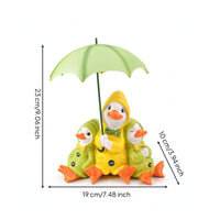 Ducks with Umbrella Statue Resin Duck Statue Cute for Patio