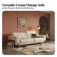 Billowy Couch Retro Design Solid Wood Base Sofa Soft & Comfortable Deep Seat Couch for Apartment Dwellers, Homeowners, Lounge Area, Home Office