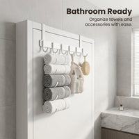 Cabinet Door Hanging Organizer with Removable Storage Hook for Closet, Stainless Steel Over the Kitchen Utensil Rack for Students