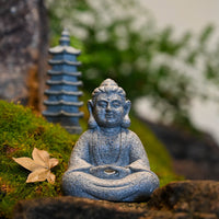 中式微景观仿青石佛像摆件花园假山盆景鱼缸树脂小和尚造景装饰