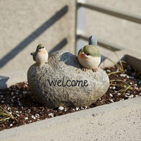 Resin Welcome Sign Textured Bird Welcome Plaque Rock-Like for Yard, Balcony