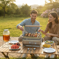 Foldable Portable Charcoal Grill Stainless Steel Tabletop Charcoal Grill Space-Saving Removable for Campers, Backyard