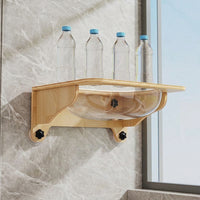 Cat Window Perch Wood Hammock, Suction Cup Mounted Bed for Indoor Pets, Space Saving Furniture Balcony Viewing Spot, Single Level Resting Seat