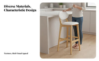 High-Back Wooden Stool Minimalist Design Counter Chair Sturdy Frame for Adults