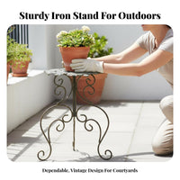 Butterfly Design Plant Stool Ornate Metalwork Garden Furniture Hollow-Carved Top