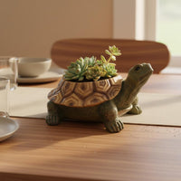 Resin Turtle Statue Planter Hand-Painted Garden Decor Unique Gift for Gardeners