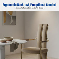 Backrest Dining Chair, Contemporary Luxury, Italian Minimalist, Brushed Stainless Steel, Leather, Ergonomic Armrest, Home Decor