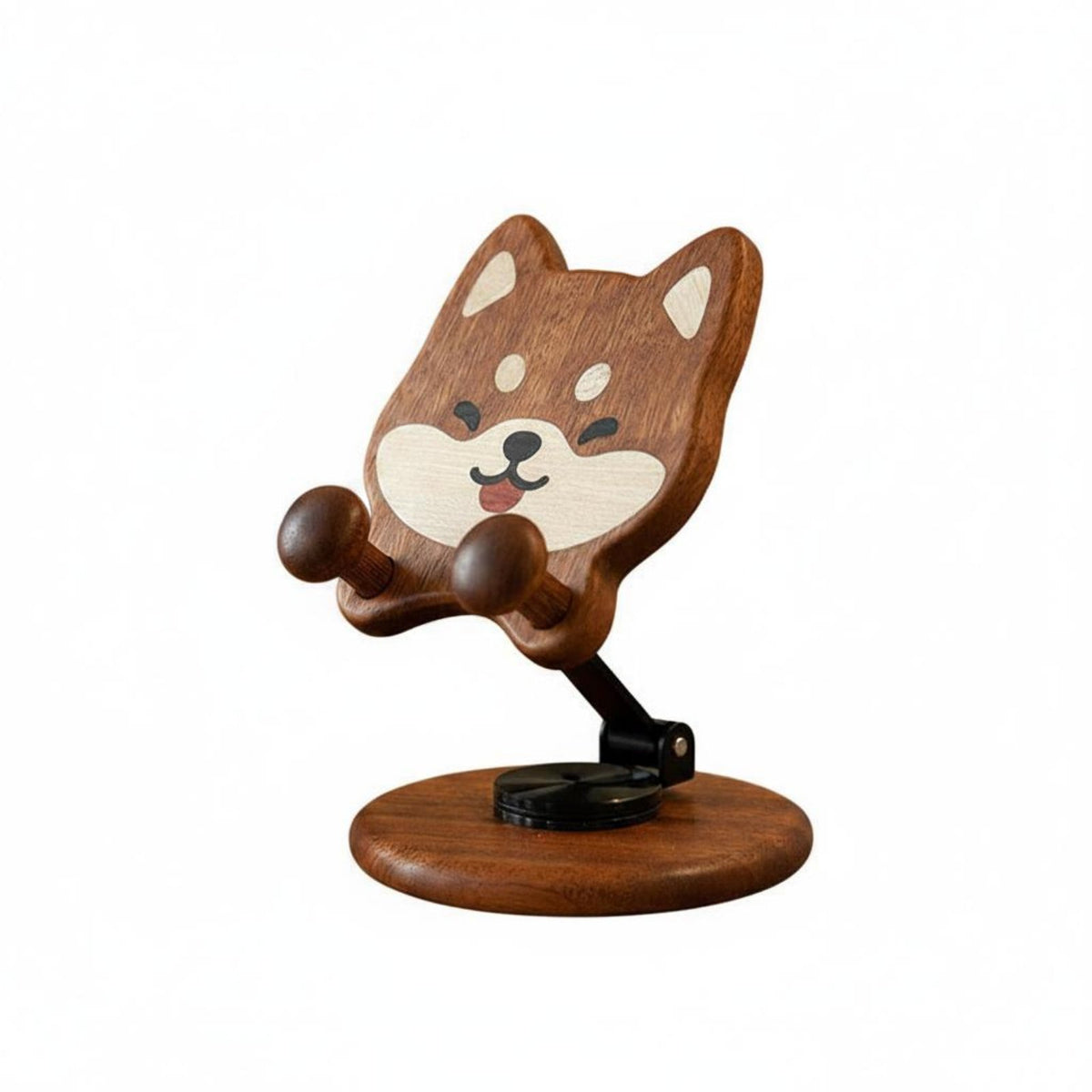 Cartoon Mobile Phone Stand Hands Viewing Wooden Japanese Dog Phone Holder Solid Wood Mobile Accessory for Office