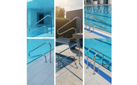 2 Pieces Pool Handrail 304 Stainless Steel Pool Handrail with Mounting Base for Homeowners, Hotel Owners, Spa
