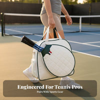 Large Capacity Racket Bag Detachable Shoulder Strap Racket Tote Bag Quilted Sports Backpack Versatile-Sport Use Athletic