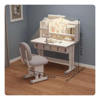 Children's Furniture Ergonomic Study Table with Storage Student Writing Desk with Hutch Adjustable Height Set Promotes Comfort Suitable for Kids Room Homework Learning Space