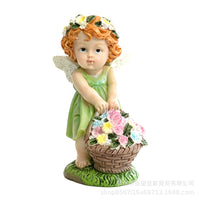 跨境新品小天使园丁摆件温馨雕塑节日礼物庭院微景观花园树脂工艺