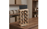 Black Metal Hooks Rotating Jewelry Display Rack Natural Wood Finish Wooden Jewelry Organizer unobstructedFrame Wooden Pegboard Display Tabletop