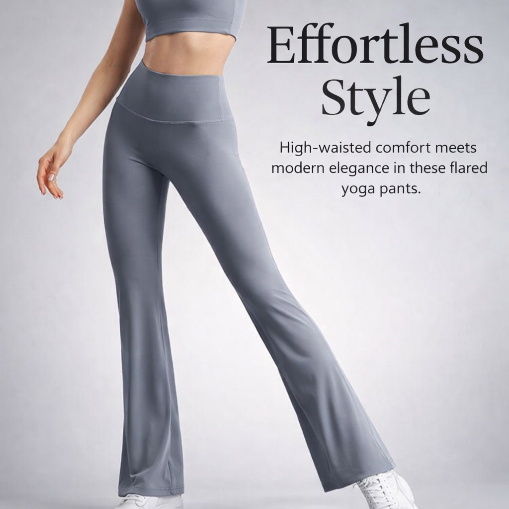 Flared Leggings for Women High Waist Nylon Spandex, Wide Leg Trousers with Hip Lifting Design, Bootcut Style Pants