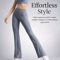 Flared Leggings for Women High Waist Nylon Spandex, Wide Leg Trousers with Hip Lifting Design, Bootcut Style Pants