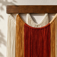 Boho Fringe Wall Hanging Bohemian Aesthetic Wooden Dowel Tapestry