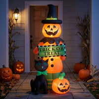 Inflatable Black Cat and Pumpkin Outdoor Inflatable Pumpkin with Cat Festive Yard Decoration Cute for Lawn, Porch