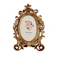 Antique Oval Frame Carved Scroll Detail Ornate Photo Frame Glass Front